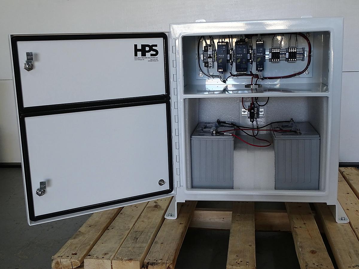 DC UPS enclosure with battery bank