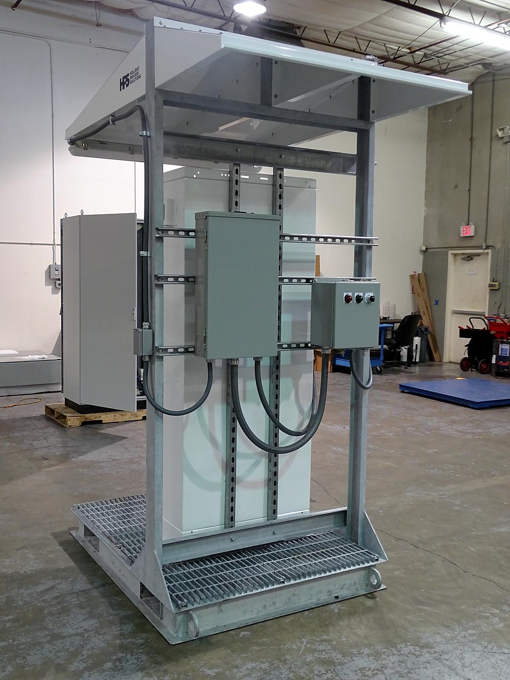 Skid-mounted switch rack with sun shield